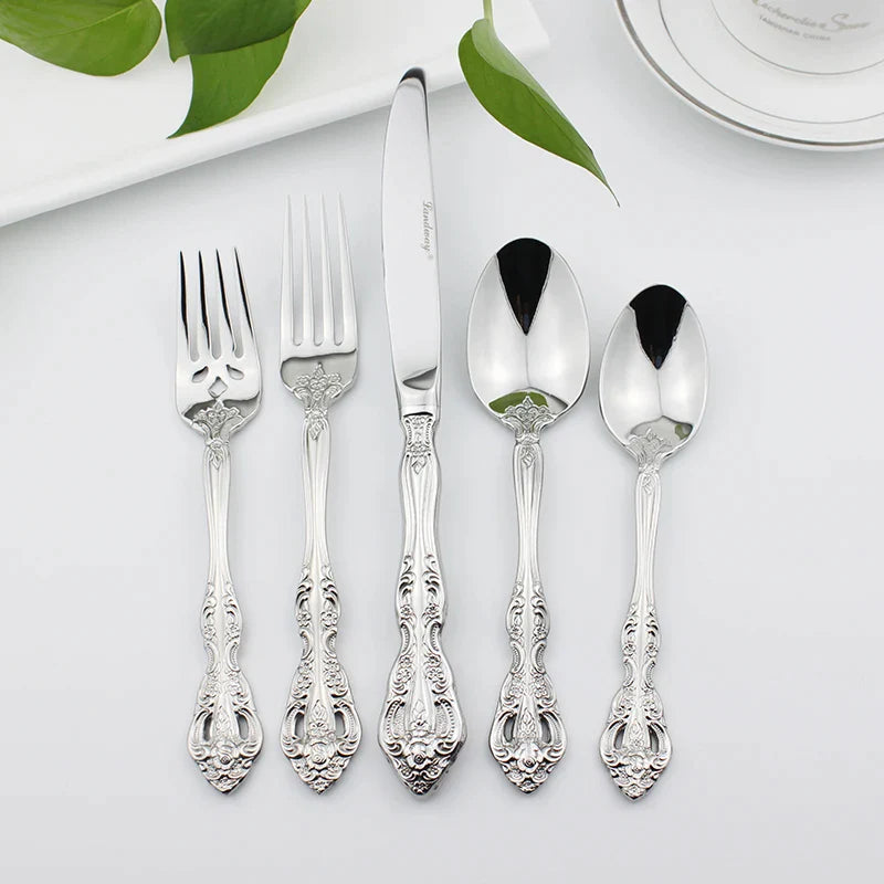 Afralia™ Stainless Steel Cutlery Set: Gold & Silver Kitchenware Tools & Accessories