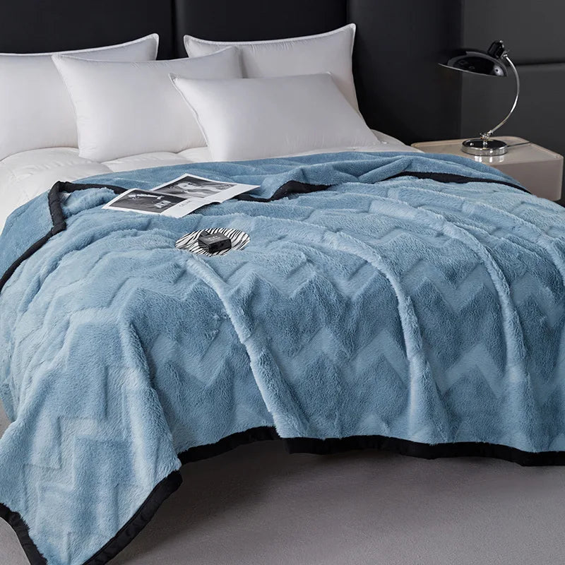 Afralia™ Faux Rabbit Plush Solid Blanket: Luxury All-Season Sofa Cover & Air Conditioning Quilt