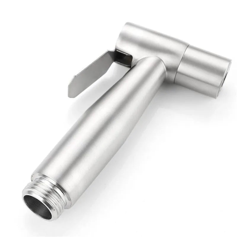 Afralia™ Nickel Toilet Bidet Sprayer Set: Single Cold Shattaf High Pressure Gun