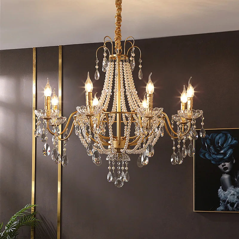 Afralia™ Retro Pearl Chandelier for Elegant Living Spaces