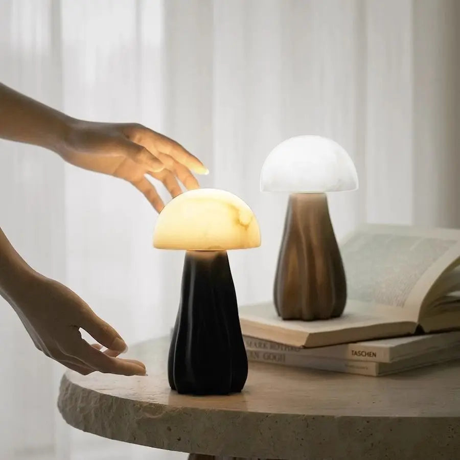 Afralia™ Marble Mushroom Desk Lamp - Antique Night Light for Prosperous Ambiance