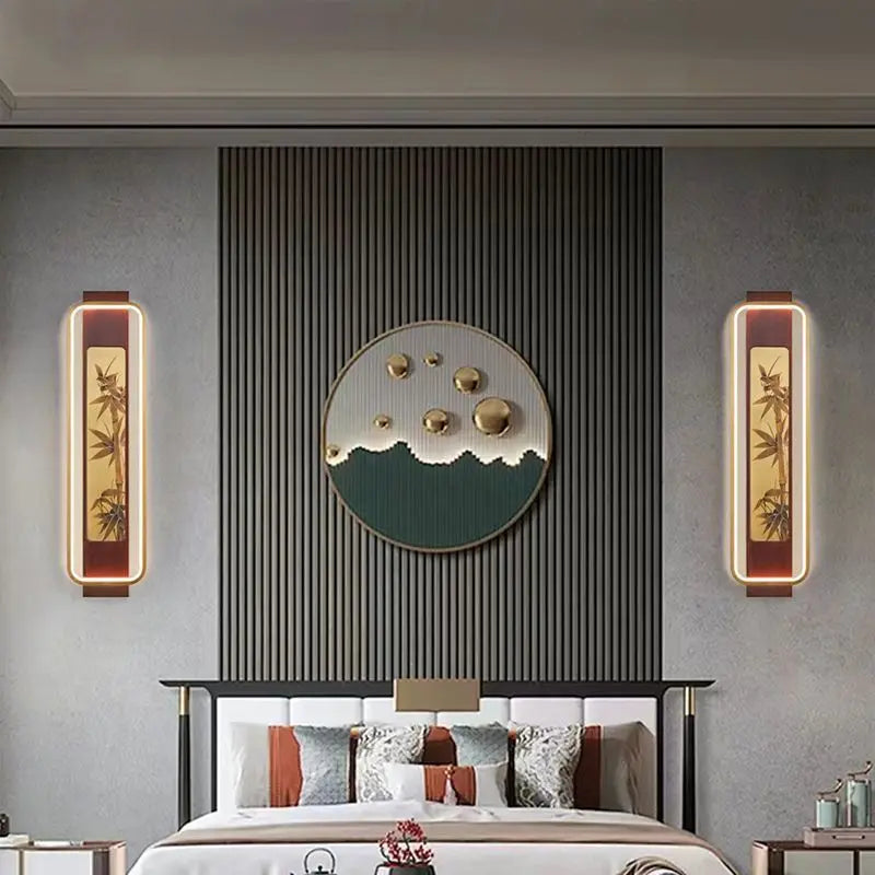 Afralia™ Solid Wood Wall Lamp: Modern Chinese Style, Atmospheric Strip Light for Living Room, Bedroom
