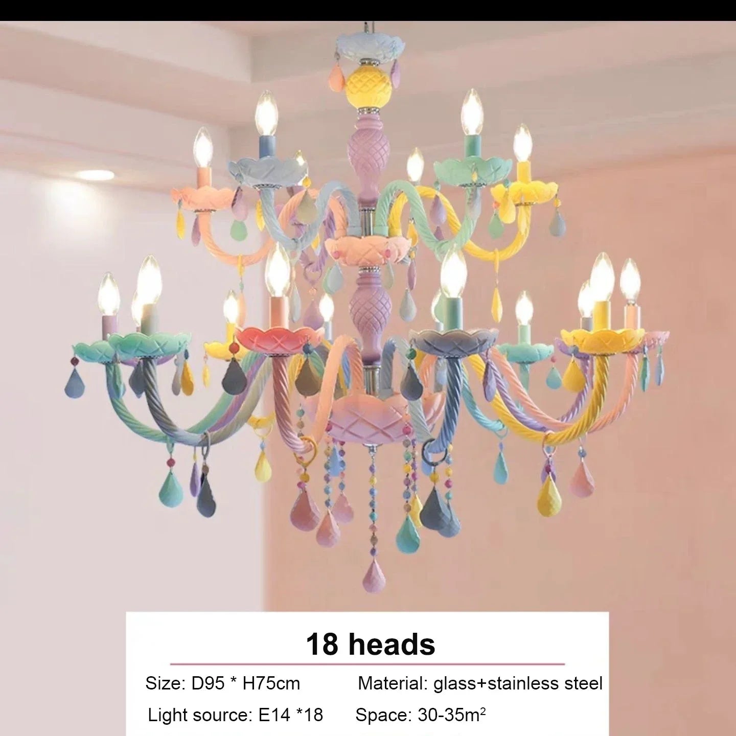 Afralia™ Rainbow Crystal Chandelier for Children's Bedroom, Princess Makaron Lamps