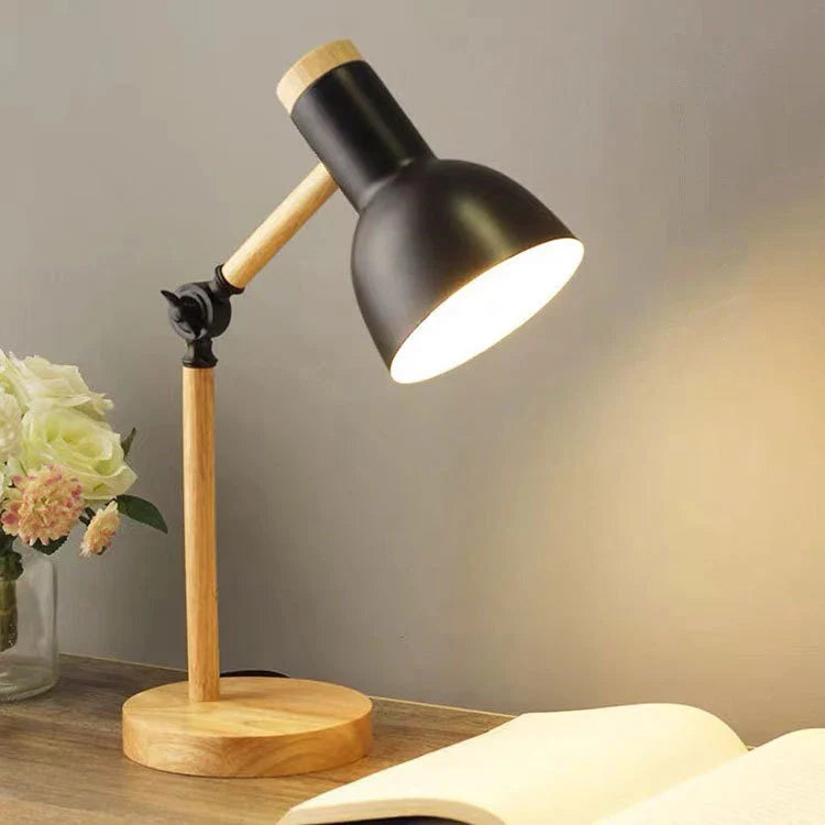 Afralia™ Nordic Wooden Art Iron LED Desk Lamp for Home Decor & Reading