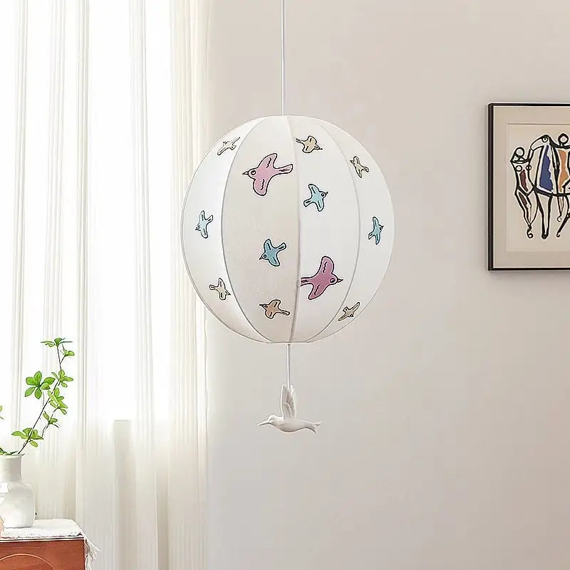 Afralia™ Chinese Medieval Dove Embroidery Fabric Pendant Light - Creative Hanging Line Light