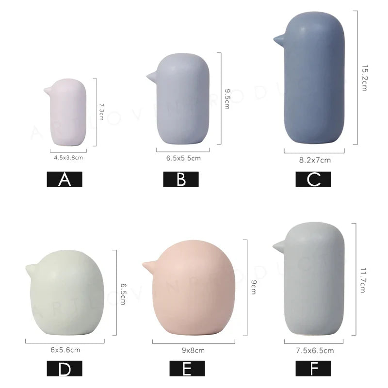 Afralia™ Nordic Abstract Bird Figurines - Ceramic Matte Light Color Home Decor Ornament