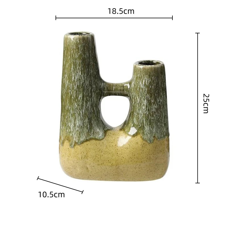 Afralia™ Abstract Kiln-changing Glaze Ceramic Vase for Home Decor and Floral Arrangement