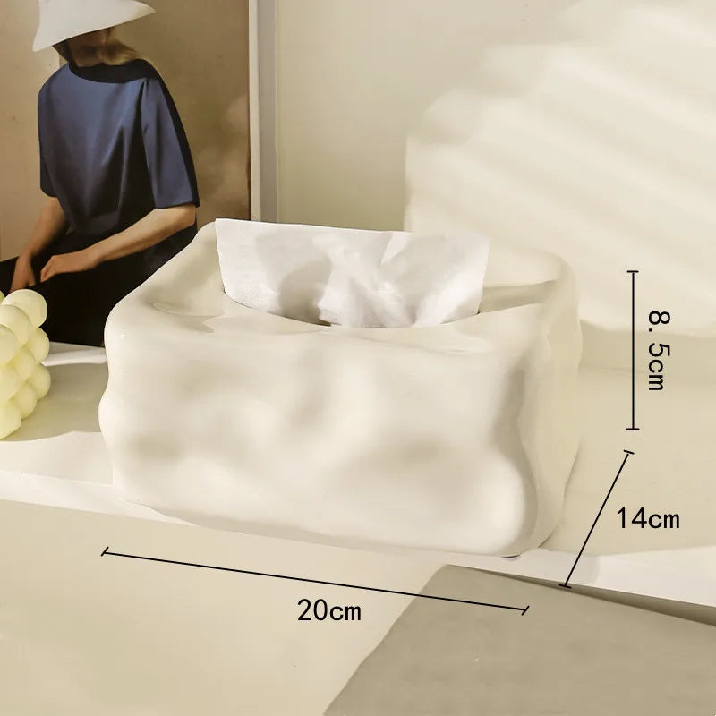 Afralia™ Silver Ceramic Tissue Box & Rabbit Napkin Holder - Home Desktop Storage
