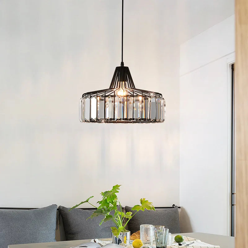 Afralia™ Modern Black Crystal Pendant Chandelier for Kitchen and Dining Room