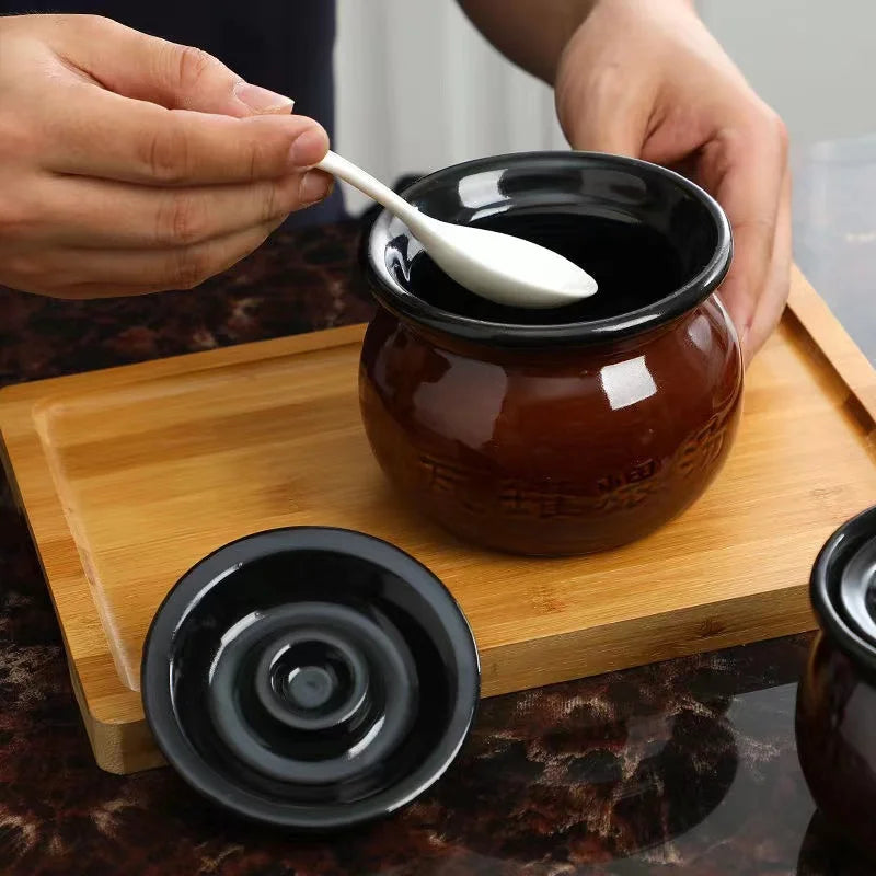 Afralia™ Ceramic Casserole Soup Stew Pot with Lid - Kitchen Cooking Pot