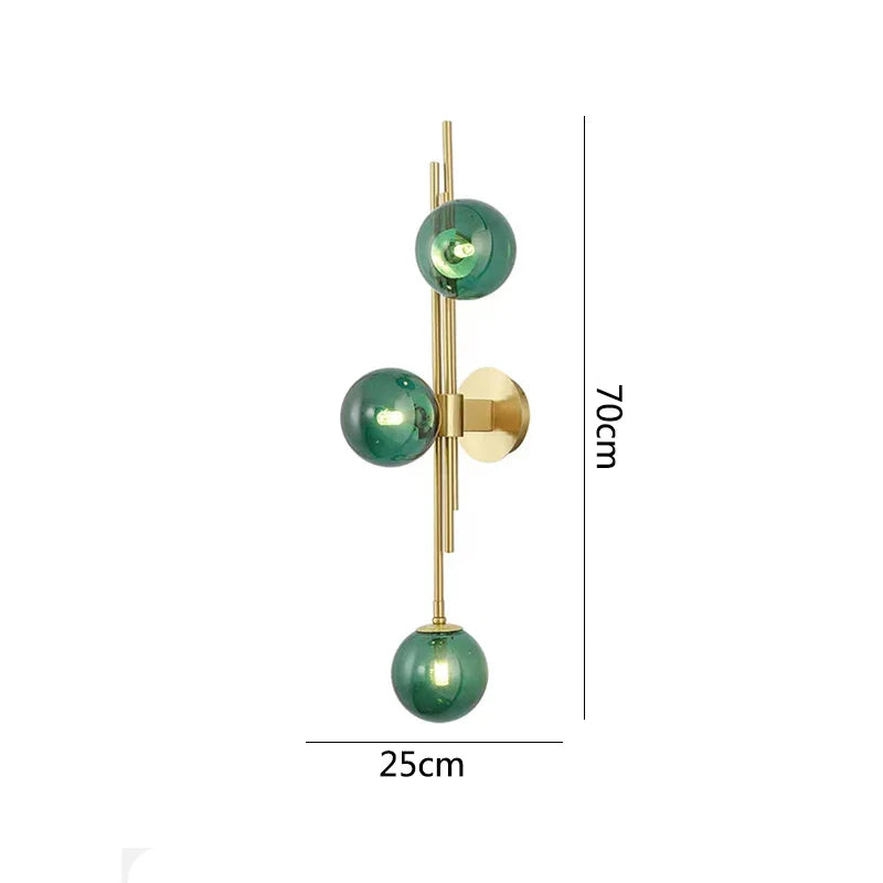 Afralia™ Green White Glass Ball Wall Lamps Nordic Home Decor Bedside Sconce Gold Light Fixtures