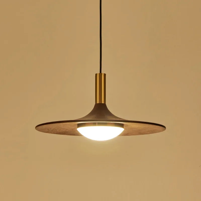 Afralia™ Flying Saucer Solid Wood Chandelier for Restaurant, Bedroom, Cafe - Nordic Copper
