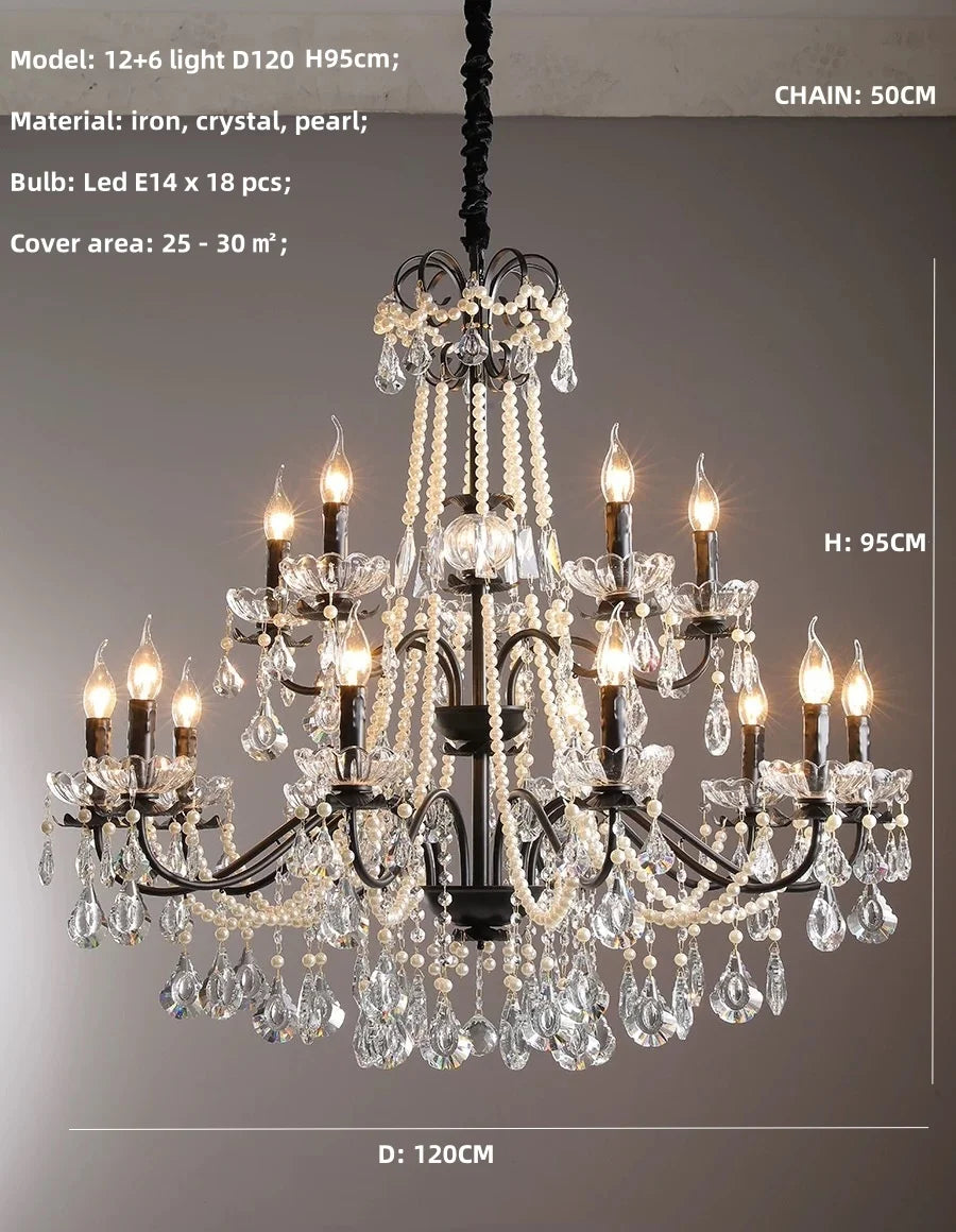 Afralia™ Black Crystal Chandelier Foyer Pendant Lights for Art Decor Luminarias