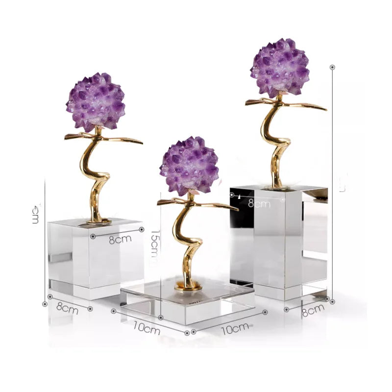 Afralia™ Pink Crystal Original Stone Decoration Bookcase