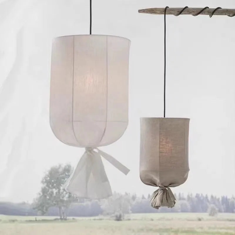 Afralia™ Linen Cloth Pendant Light: Elegant Bohemian Fabric Chandelier for Home, Restaurant, Hotel