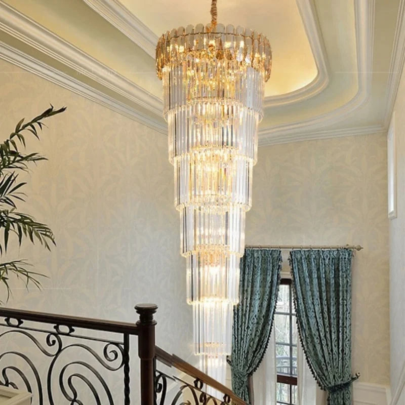 Afralia™ Nordic Duplex Floor Lamp Luxury Villa Pendant Hall Hotel Lobby LED Spiral Staircase