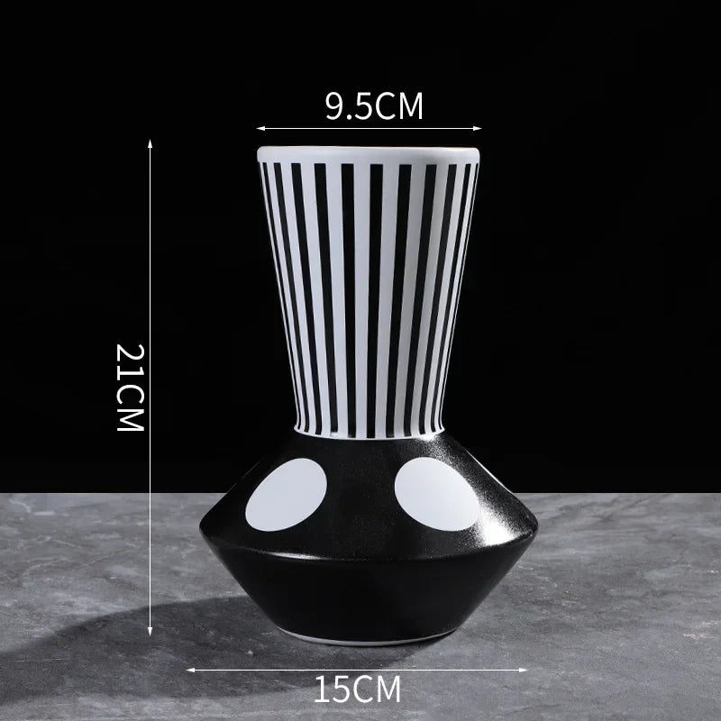 Afralia™ Ceramic Vase Modern Black White Irregular Geometric Living Room Decor