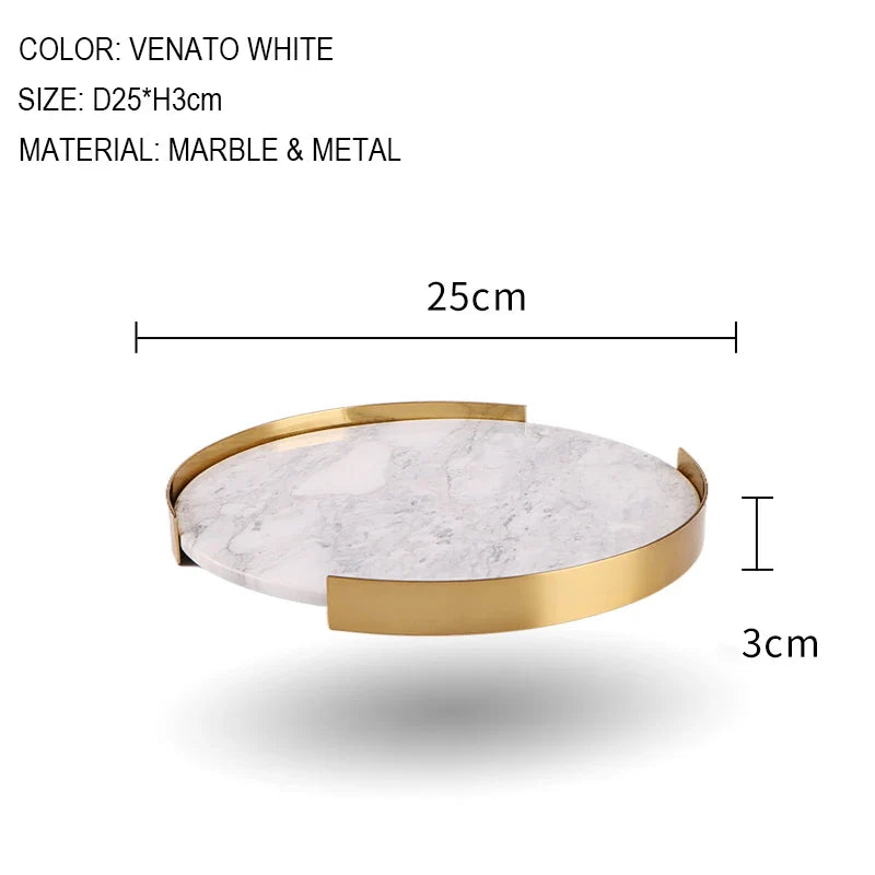 Afralia™ Marble Tray with Golden Metal Pallet for Bathroom Luxury Storage
