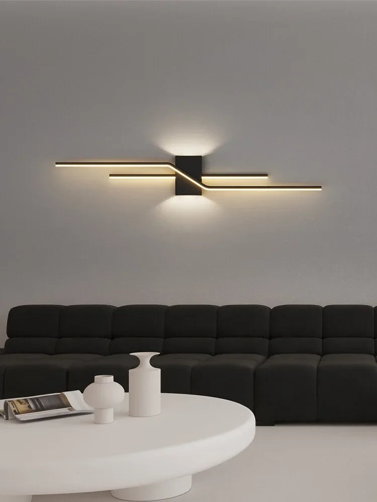 Afralia™ Modern Sofa Background Wall Lamps, Minimalist Bedroom Bedside Lights, Creative Line Decor