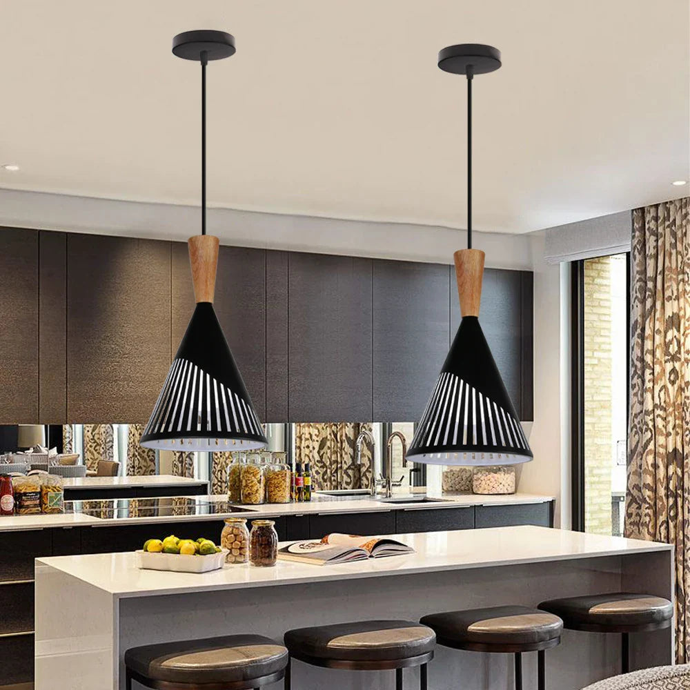Afralia™ Wood Pendant Lights: Minimalist Nordic Style Hanging Lamps for Home & Restaurant