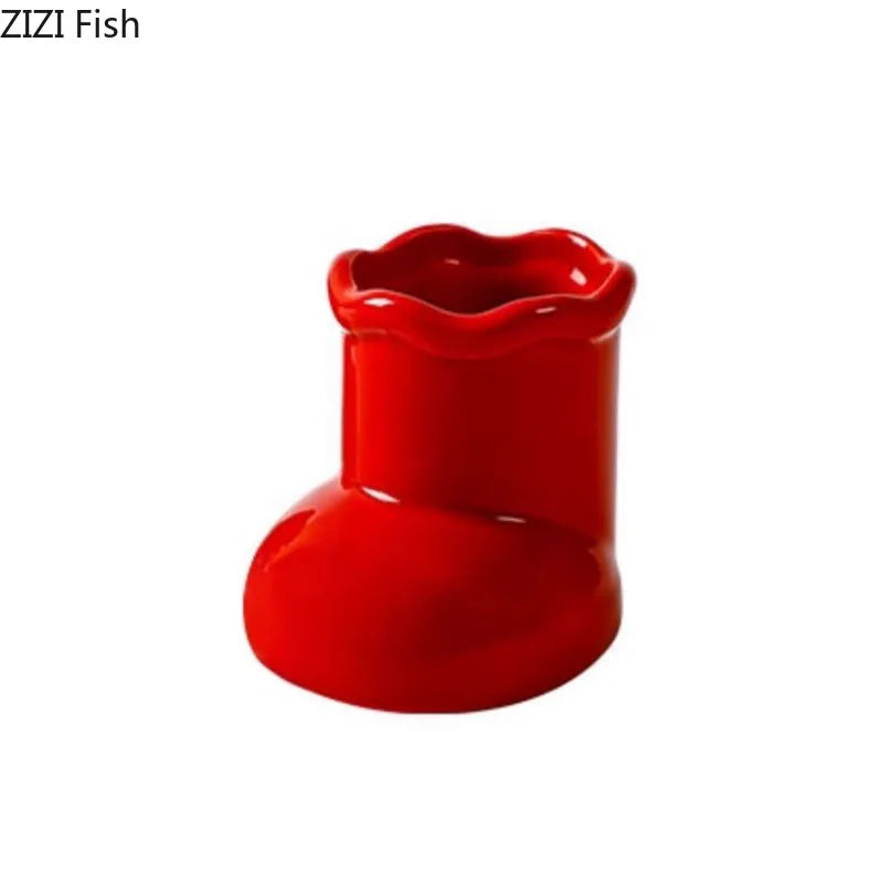 Afralia™ Snow Boots Ceramic Vase for Modern Home Decor & Flowers Arrangement