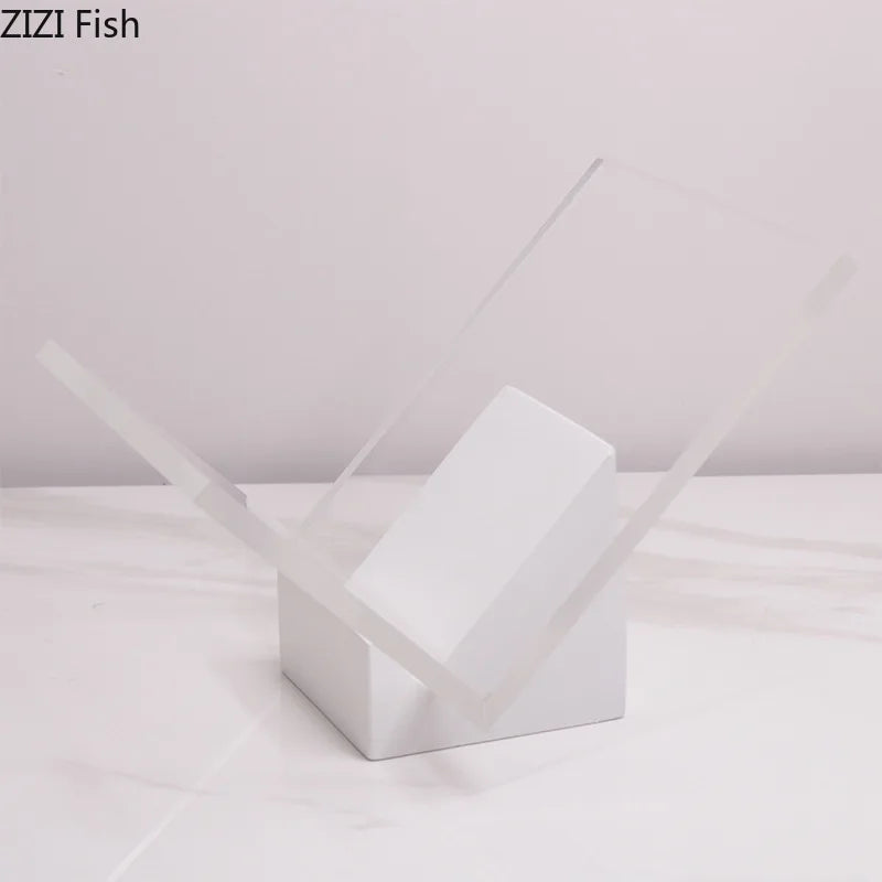 V-Shaped Transparent Book Rack on Marble Base by Afralia™: Minimalist Organizer Shelves