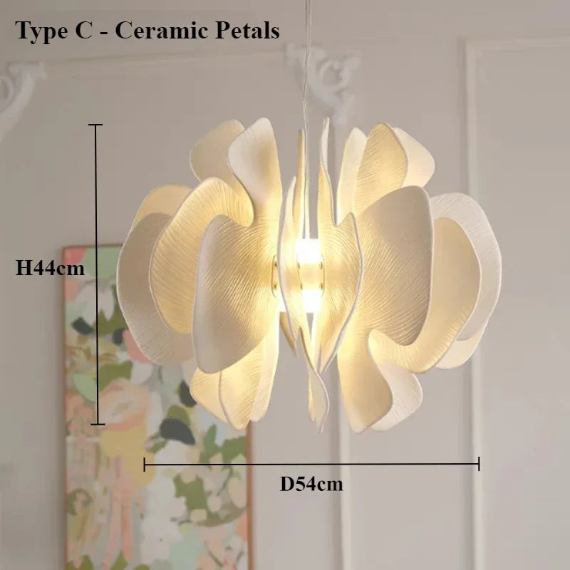 Afralia™ Nordic Ceramic Petals Chandelier LED Pendant Lamp