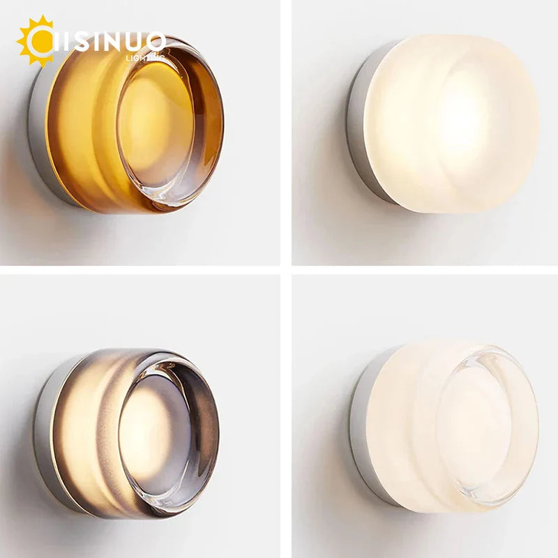 Afralia™ Round Glass LED Wall Sconce for Indoor Outdoor Lighting Décor