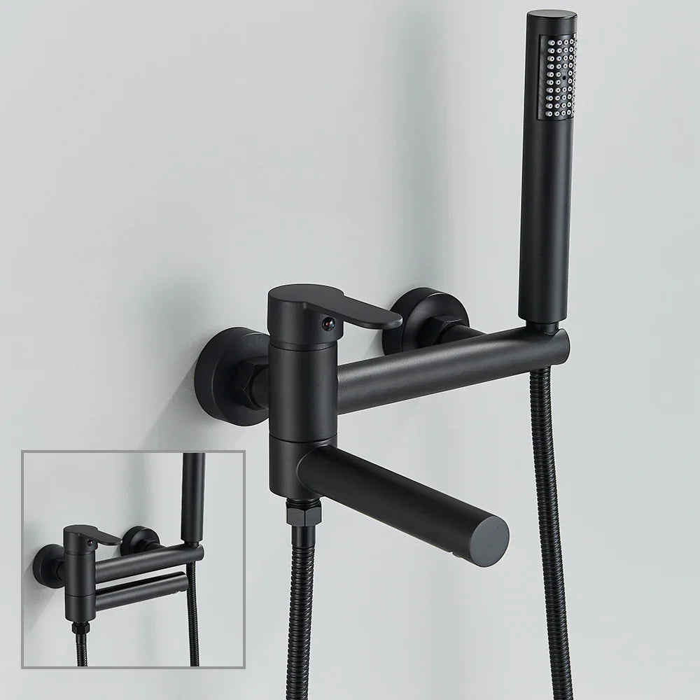 Afralia™ Black Wall Mounted Waterfall Bathtub Faucet for Embedded In-wall Tub Shower System