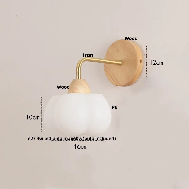 Afralia™ Wood Canopy LED Wall Light Fixture - Modern Nordic Style with Pull Chain Switch