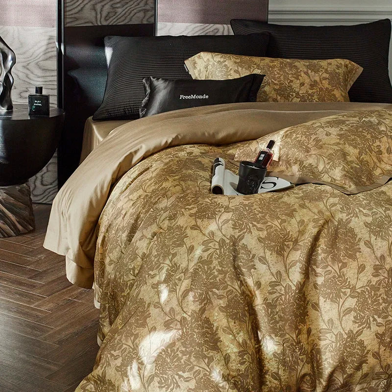 Afralia™ Cotton Bedding Set King Queen Full Print Sheet Cover Pillowcase Linens