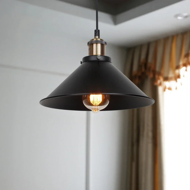 Afralia™ Retro Industrial Black Pendant Light for Kitchen & Restaurant