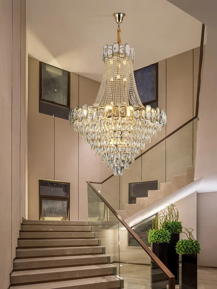 Afralia™ Gold LED Crystal Chandelier Modern Luxury Lighting for Living Room