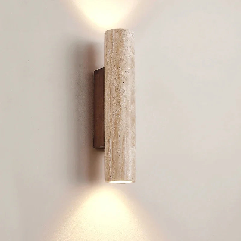 Afralia™ Yellow Marble Wall Lamp Up Down LED Living Room Bedroom Sconce