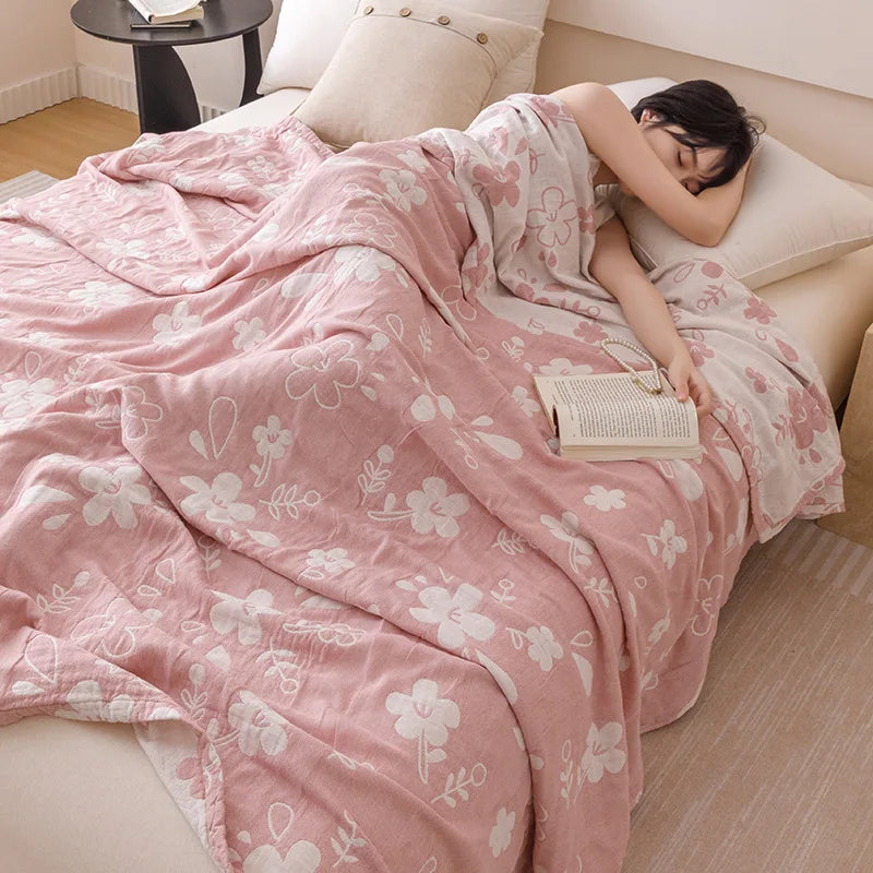 Afralia™ Floral Cotton Sofa Blanket - High Quality Multifunctional Bed Cover