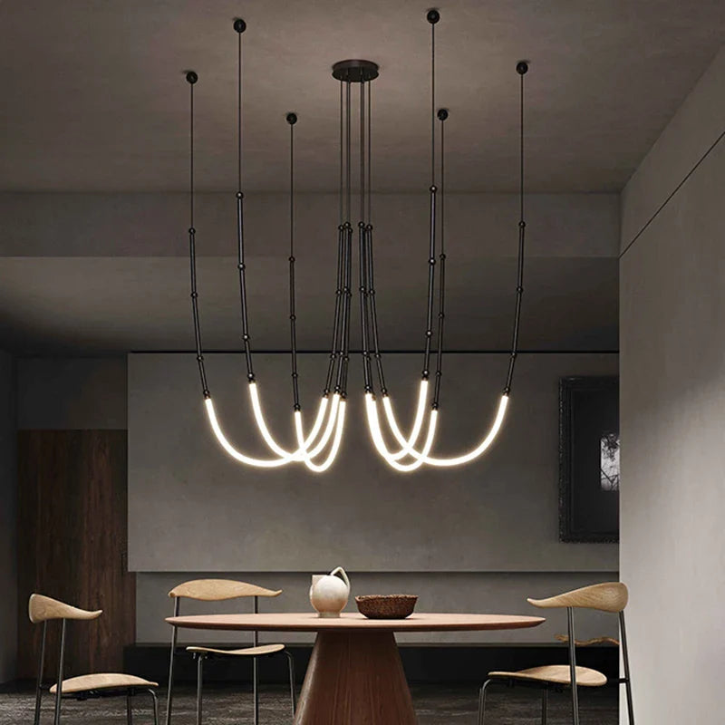 Afralia™ Linear Chandelier Modern Leda Pendant Light for Dining & Living Room