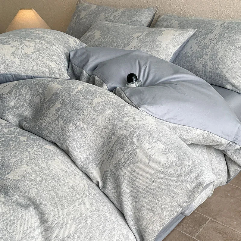 Afralia™ Luxury Cotton Flat Sheet Set Satin Jacquard Silky Bedding Single/Double Bed