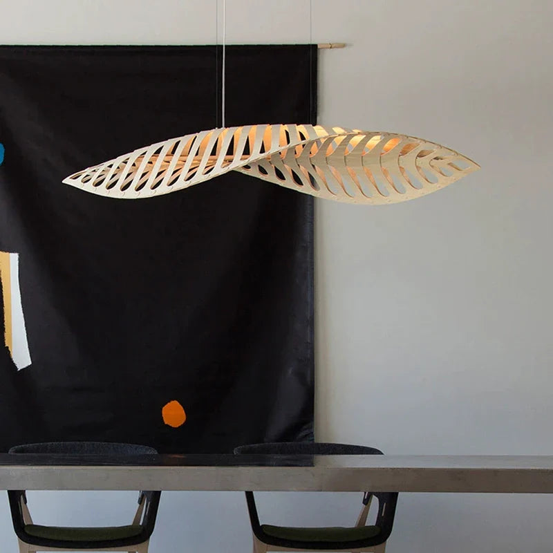 Afralia™ Wood Fish Bone Chandelier - Nordic Minimalist Wabi Sabi Pendant Lights