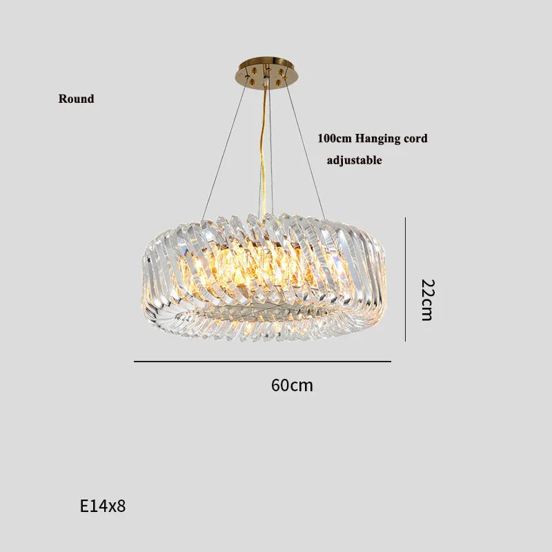 Afralia™ Oval LED Glass Chandelier Lighting in Gold & Silver Stainless Steel