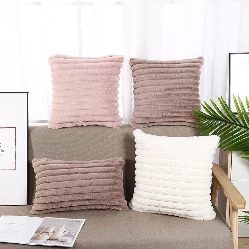 Afralia™ Soft Fur Plush Pillowcase in White - 45x45/30x50cm, Home Decor Lumber Pillow Cover