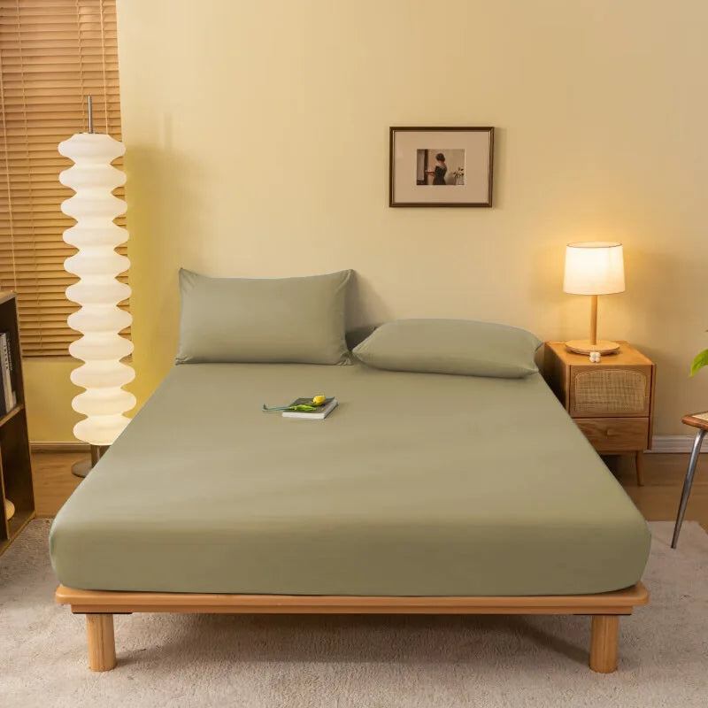 Afralia™ Cozy Solid Color Fitted Sheet - All Seasons Mattress Cover