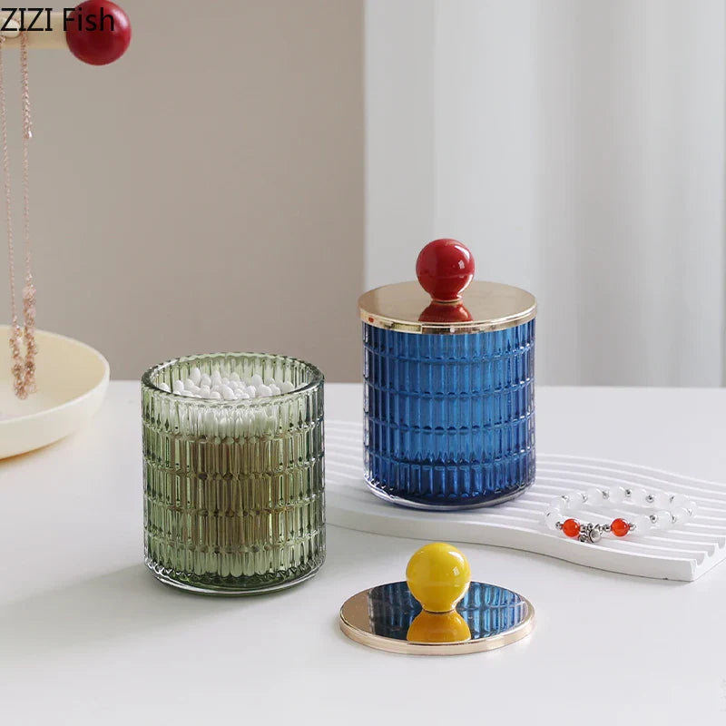 Afralia™ Glass Tea Canister Candy Pot Ceramic Ball Decorative Storage Jar