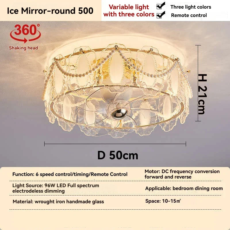 Afralia™ French Cream Feather Shell Ceiling Fan Light - Smart Home Style