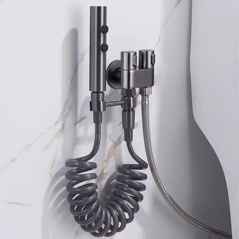 Afralia™ Stainless Steel Toilet Spray Gun Set with 2 Modes: Bathroom Cleaning Essential