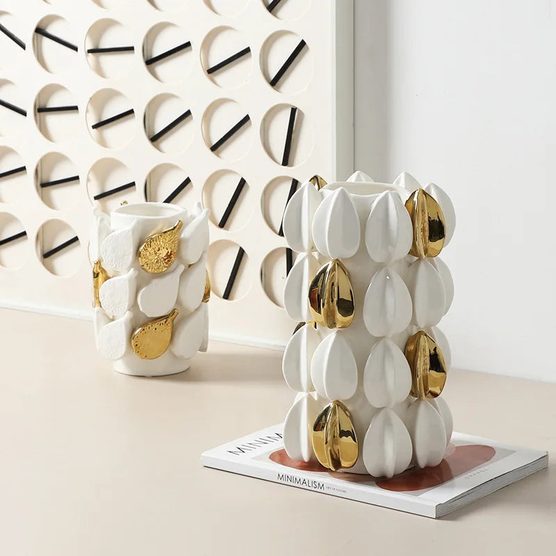 Afralia™ Ceramic Vase: Lemon/carambola Design for Aesthetic Room Decor & Floral Arrangement