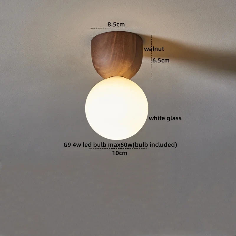 Afralia™ Walnut Glass LED Ceiling Lamp for Modern Living Room Art Decoration
