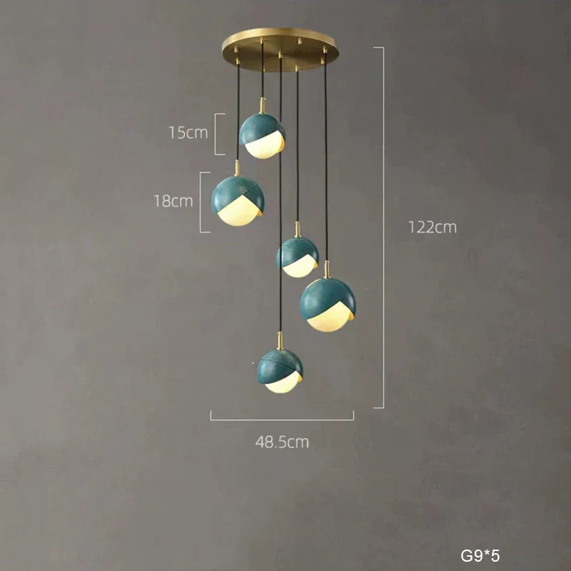 Afralia™ Blue Copper Chandelier Pendant Light for Kitchen Island & Restaurant