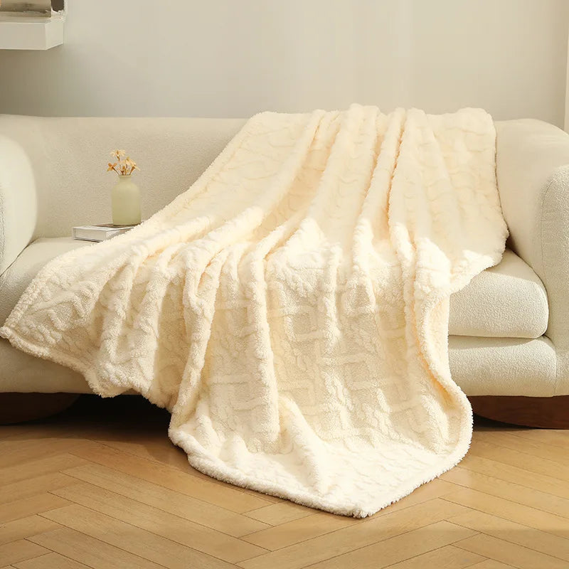 Afralia™ Taffeta Velvet Jacquard Blanket: Luxe, Warm, Skin-Friendly for Office, Sofa