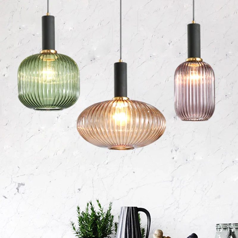 Afralia™ Gray Glass LED Pendant Lights for Modern Nordic Home Decor