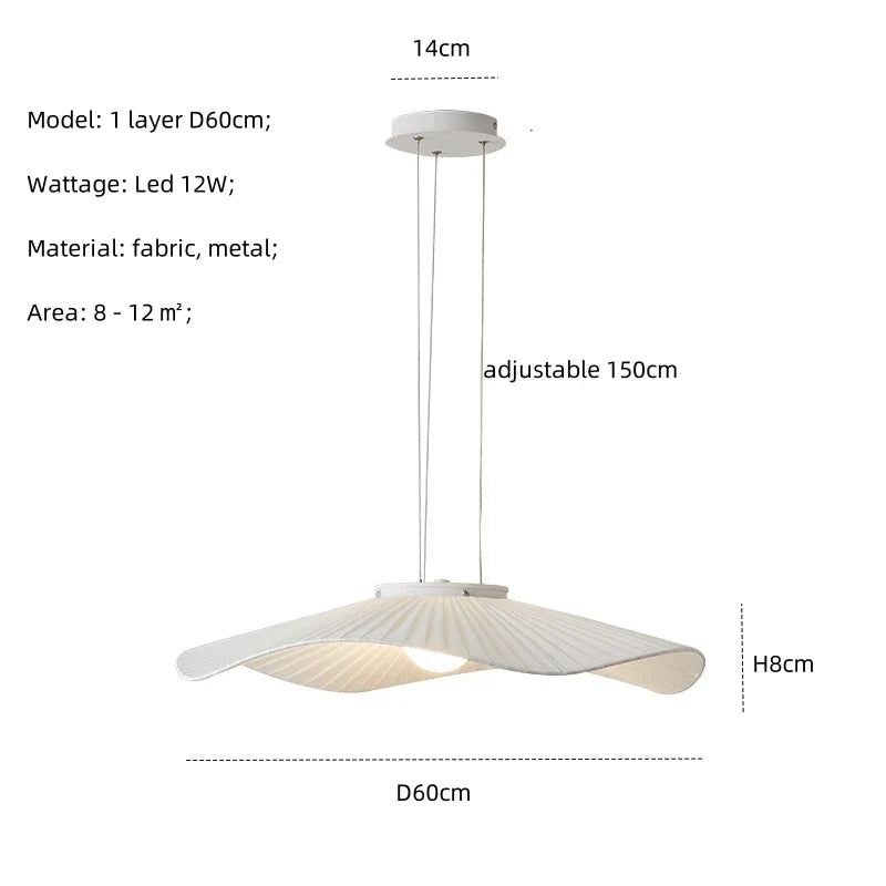 Afralia™ Nordic Fabric LED Ceiling Light Minimalist White Chandelier Home Decor